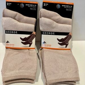 George Crew Dress Socks with Lycra. 2 packages of 2 pairs